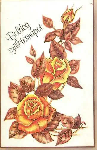 Holiday postcard flowers and autumn leaves Hungary