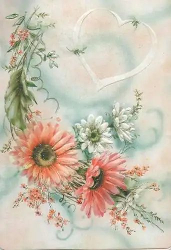 Holiday postcard flower embossed