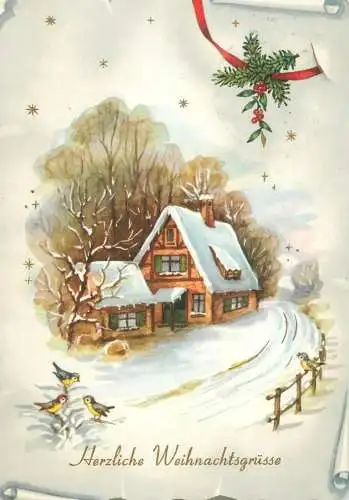 Postcard Christmas scene winter landscape