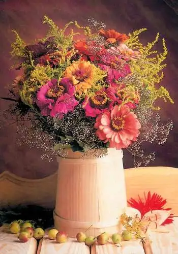 Postcard Hungary flower vase 1995