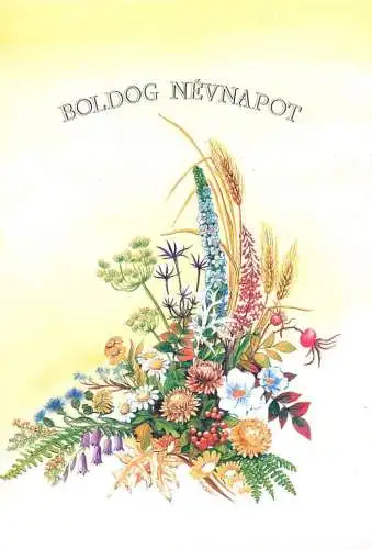 Postcard Hungary flower bouquet