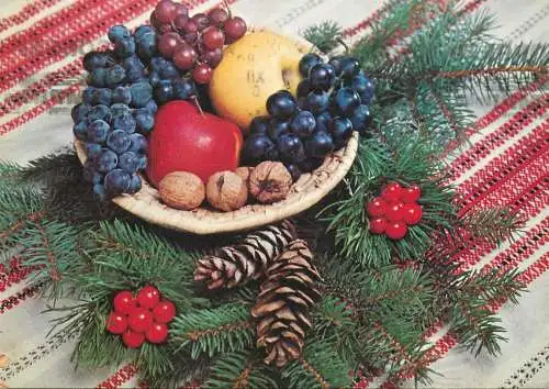 Postcard Hungary holiday Christmas fuit vase