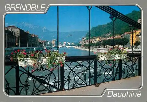 Postcard France Isère > Grenoble le pont suspendu