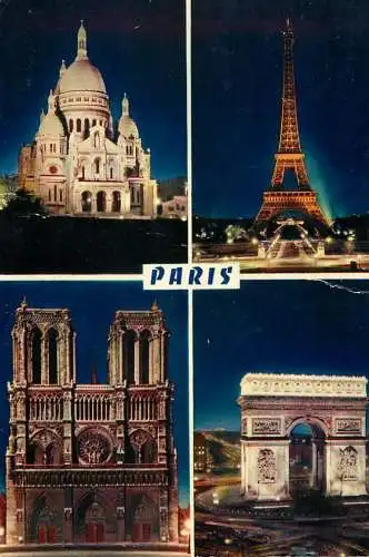 Postcard France Paris > Tour Eiffel Sacre Coeur arc de triomphe