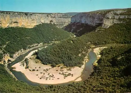 Postcard France Gorges de l' Ardeche Balazuc aerial Maladrerie des Templiers