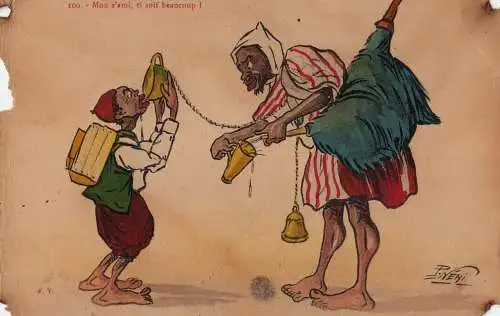P. Neri signed ethnic water carrier caricature (damage)