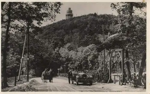 Hungary Budapest look-out tower on Mount John classic car