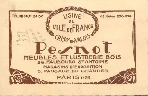 Usine de l`Ile de France Crepy en Valois Pesnot meubles et lustrerie bois