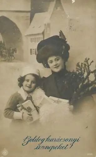 Hungary Christmas greetings postcard 1913