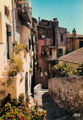 Postcard France Alpes Maritimes Menton flowery old street 1972