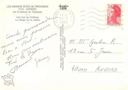 Postcard France Vaucluse Gordes medieval castle