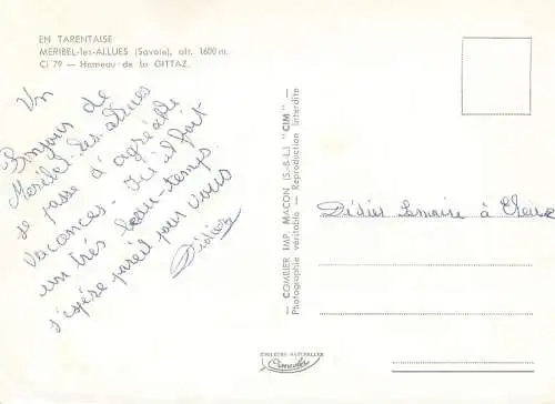 Postcard France Savoie Meribel les Allues hameau de la Gittaz