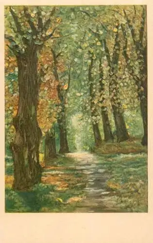 Fine art postcard painting Italien landschaft forest scene