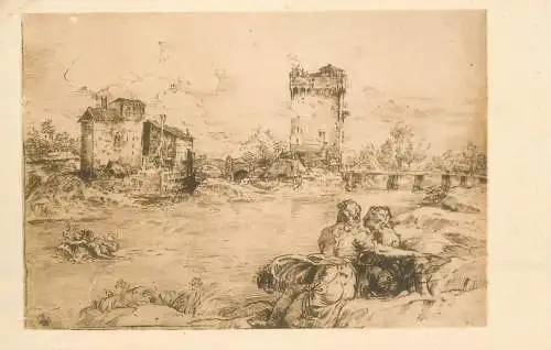 Fine art postcard painting Firenze paesaggio col ratto di Europa