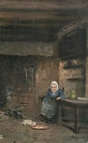 Fine arts postcard painting Oilette Tuck old friends