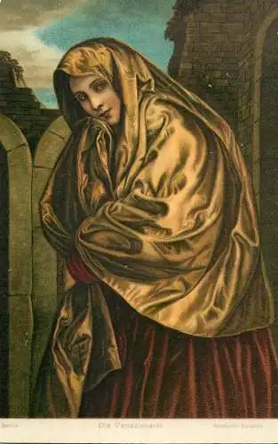 Fine arts postcard painting Berlin Die Venezianerin Girolamo Savaldo