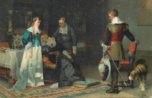 Fine arts postcard painting Karl Hoff des sohnes letzter Grub