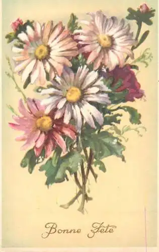 Flower postcard bonne fete flower bouquet