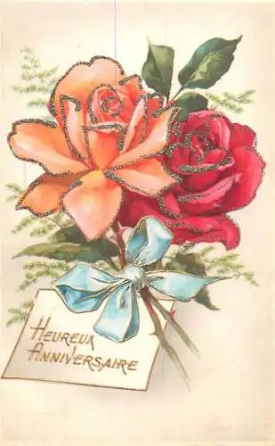 Flower postcard heureux anniversaire flower bouquet