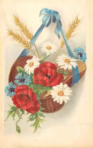 Flower postcard bonne et heureuse annee pour 1944 flower basket
