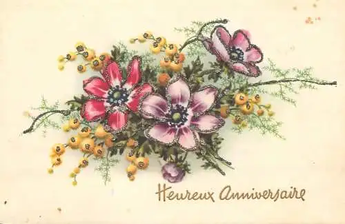 Flower postcard heureux anniversaire flower bouquet