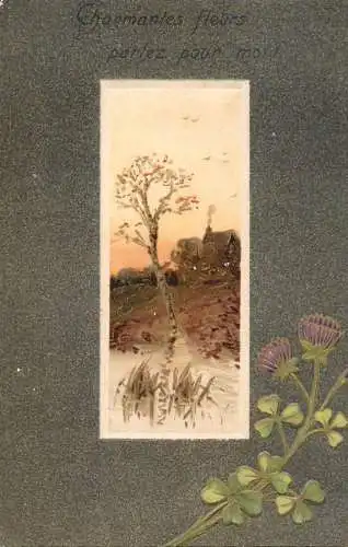 Flower postcard Germany shamrock tree and landscape