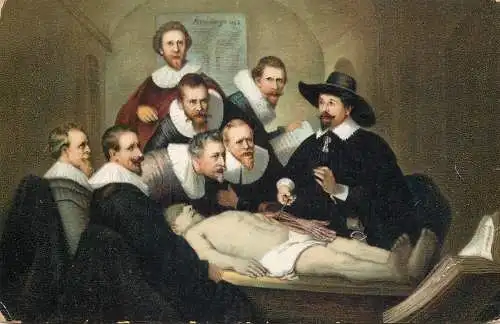 Fine arts postcard painting Haag Rembrandt Anatomy