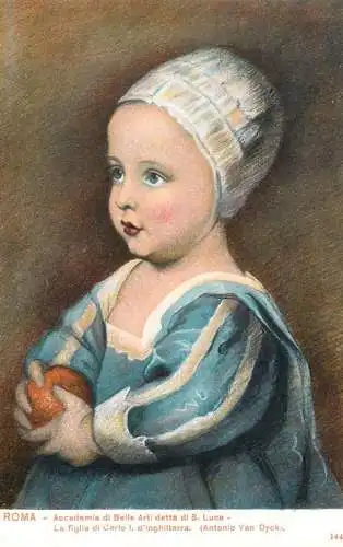 Fine arts postcard painting Rome la figlia di Carlo  I Antonio van Dyck