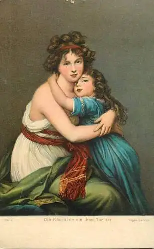 Fine arts postcard painting Paris die Kunstlerin mit threr Tochter Vigee Lebrun