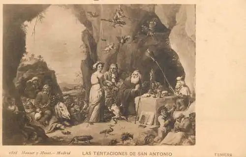 Fine arts postcard painting Las tentaciones de San Antonio Teniers