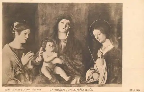 Fine arts postcard painting la virgen con el Nino Jesus Bellino