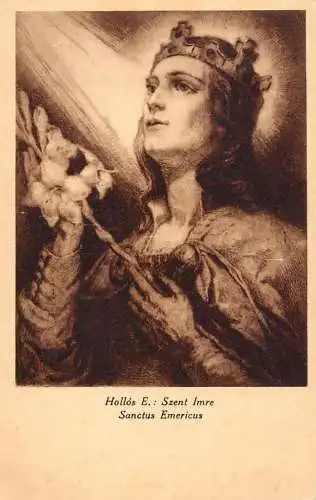 Fine arts postcard painting Hollos E. Szent Imre Sanctus Emericus