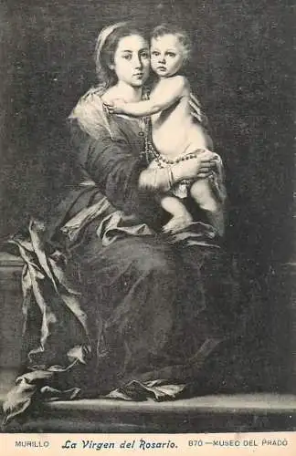 Fine arts postcard painting Murillo la virgen del Rosario Prado