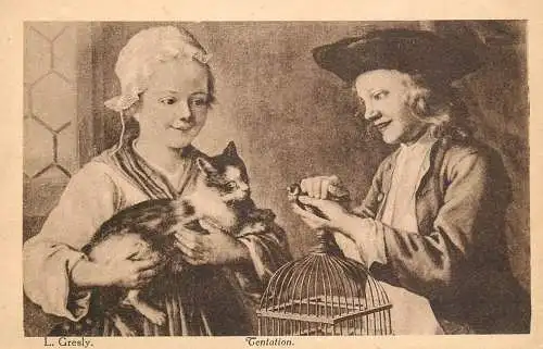 Fine arts postcard painting Jordaens deux tetes d'Hommes