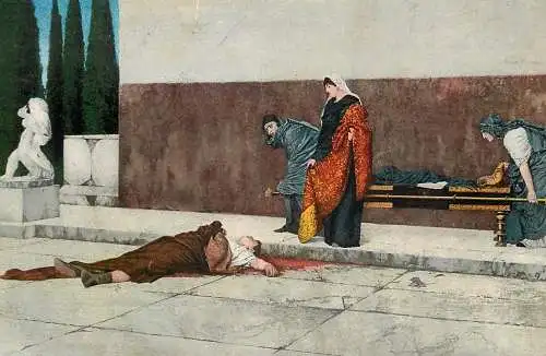 Fine arts postcard painting russian museum of Alexandre III V.S. Smirnov le mort du Neron