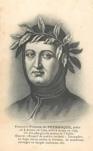 Fine arts postcard painting Francesco Petrarca poet portrait
