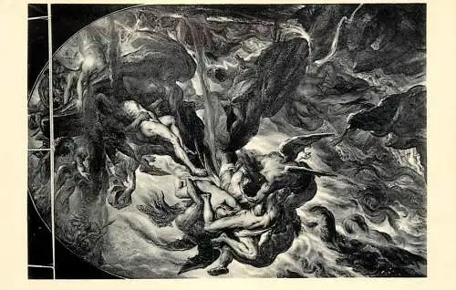 Fine arts postcard painting Antoine Wiertz Bruxelles the revolt of Hell against Heaven