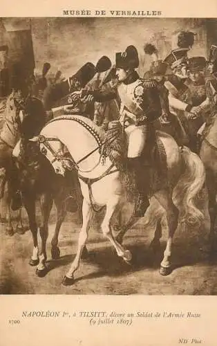Fine arts postcard painting Versailles Napoleon Ier a Tilsitt decore un soldat de l'armee russe