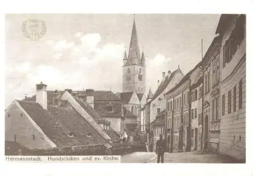 Romania postcard Sibiu Hermannstadt Hundsrucken und ev. kirche