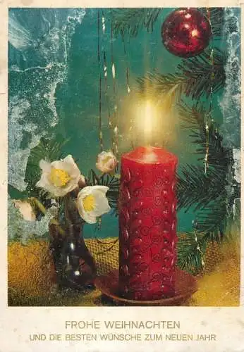 Germany holiday postcard Frohe Weihnachten candle globe