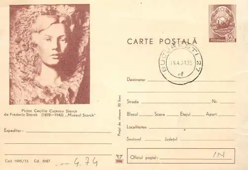 Postal card Romania pictor Cecilia Cutescu Storck