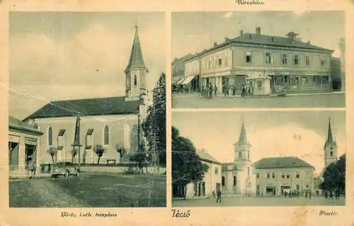 Postcard Hungary Tecso churches