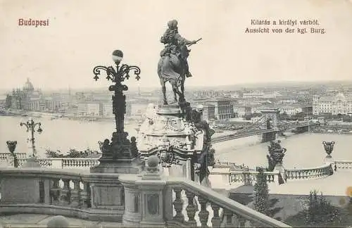 Postcard Hungary Budapest panorama over Danube