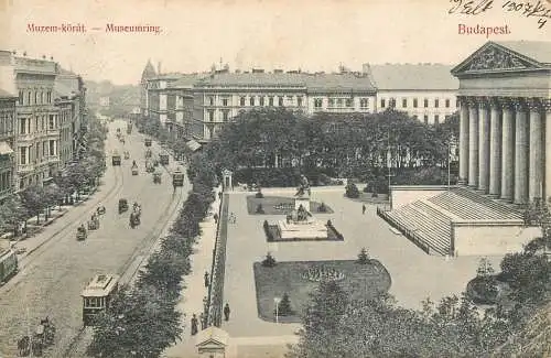 Postcard Hungary Budapest Museum ring tram
