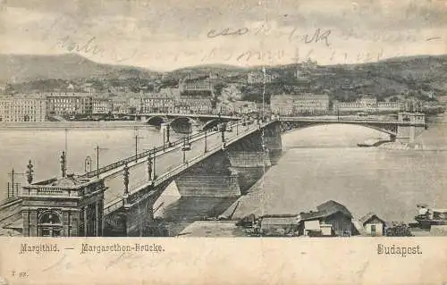 Postcard Hungary Budapest Margaret bridge
