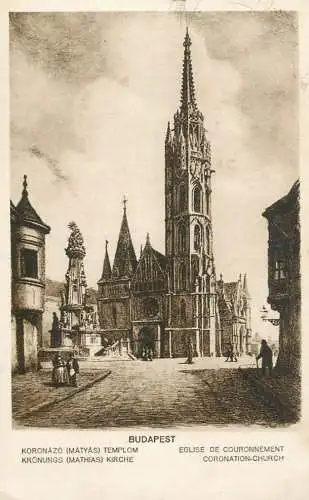 Postcard Hungary Budapest Mathias church coronation church
