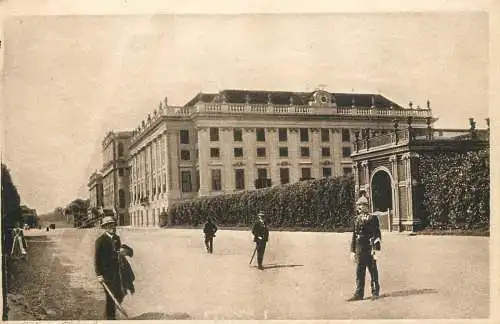 Postcard place to identify building architecture elegant men and soldier uniform