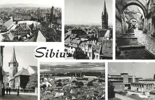 Postcard Romania Sibiu monumente biserica pasaj