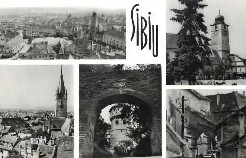 Postcard Romania Sibiu monumente biserica pasaj