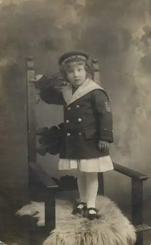 Social history photo girl in navy uniform beauty innocence